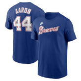 Hank Aaron Atlanta Braves Cooperstown Collection Fuse Name & Number T-Shirt Royal