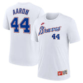 Hank Aaron Atlanta Braves Cooperstown Collection Tri-Blend Name & Number T-Shirt White