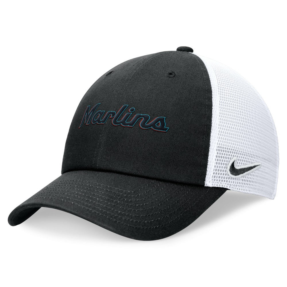 Miami Marlins Wordmark Adjustable Trucker Hat Black
