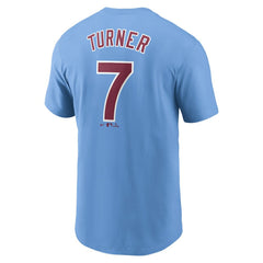 Trea Turner Philadelphia Phillies Fuse Name & Number T-Shirt Light Blue
