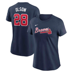 Matt Olson Atlanta Braves Women's Cooperstown Collection Fuse Name & Number T-Shirt Navy