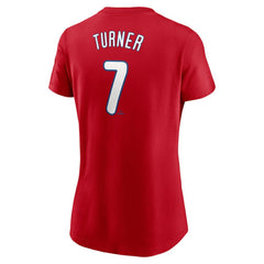 Trea Turner Philadelphia Phillies Women's Cooperstown Collection Fuse Name & Number T-Shirt Red