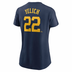 Christian Yelich Milwaukee Brewers Women's Cooperstown Collection Fuse Name & Number T-Shirt Navy