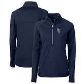 Kansas City Royals Cutter & Buck Women's City Connect Adapt Eco Knit Stretch Recycled Half-Zip Pullover Top Navy