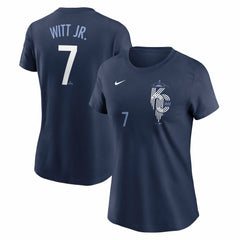 Bobby Witt Jr. Kansas City Royals Women's City Connect Fuse Name & Number T-Shirt Navy