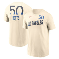 Mookie Betts Los Angeles Dodgers 2024 City Connect Fuse Name & Number T-Shirt Cream