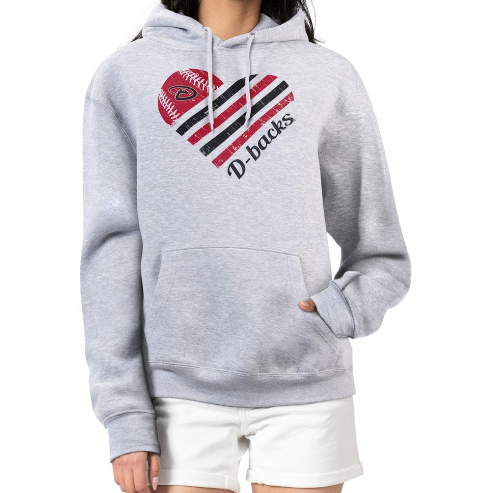 Arizona Diamondbacks G-III 4Her by Carl Banks Women's Heart Fleece Pullover Hoodie Heather Gray