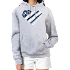 New York Yankees G-III 4Her by Carl Banks Women's Heart Fleece Pullover Hoodie Heather Gray