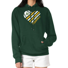 Athletics G-III 4Her by Carl Banks Women's Heart Fleece Pullover Hoodie Green