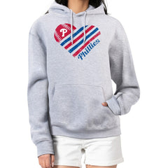 Philadelphia Phillies G-III 4Her by Carl Banks Women's Heart Fleece Pullover Hoodie Heather Gray