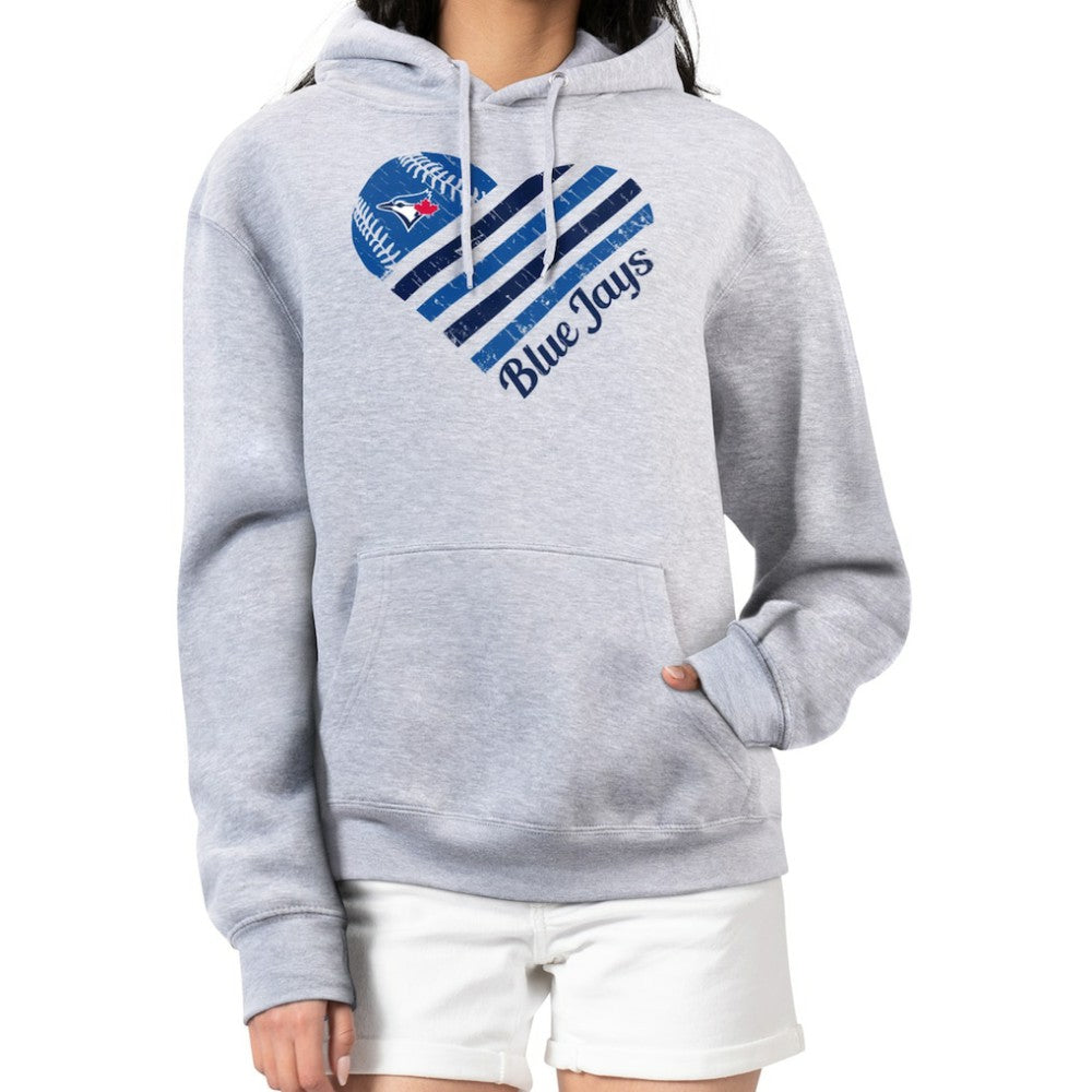 Toronto Blue Jays G-III 4Her by Carl Banks Women's Heart Fleece Pullover Hoodie Heather Gray