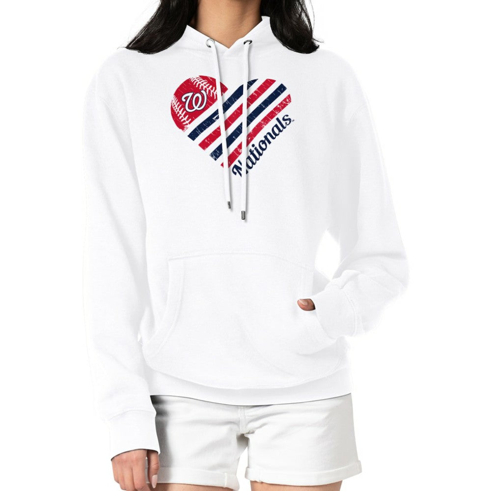 Washington Nationals G-III 4Her by Carl Banks Women's Heart Fleece Pullover Hoodie White