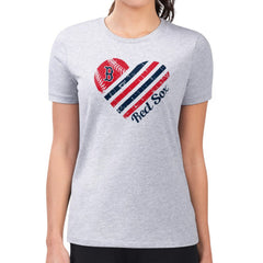 Boston Red Sox G-III 4Her by Carl Banks Women's Super-Slim Fit Lightweight Heart Graphic T-Shirt Heather Gray
