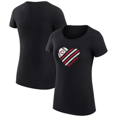 Cincinnati Reds G-III 4Her by Carl Banks Women's Super-Slim Fit Lightweight Heart Graphic T-Shirt Black