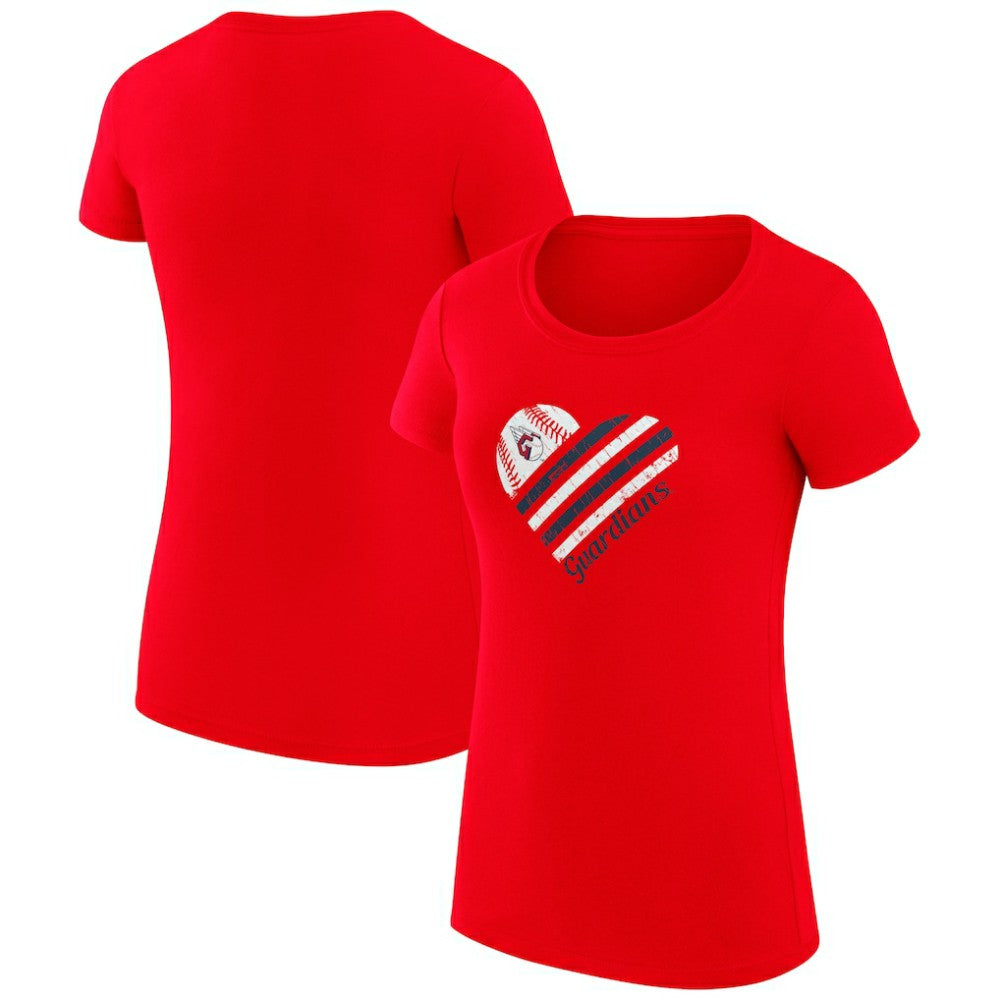 Cleveland Guardians G-III 4Her by Carl Banks Women's Super-Slim Fit Lightweight Heart Graphic T-Shirt Red