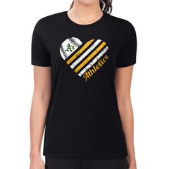 Athletics G-III 4Her by Carl Banks Women's Super-Slim Fit Lightweight Heart Graphic T-Shirt Black