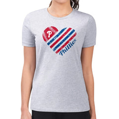 Philadelphia Phillies G-III 4Her by Carl Banks Women's Super-Slim Fit Lightweight Heart Graphic T-Shirt Heather Gray