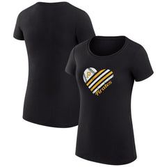 Pittsburgh Pirates G-III 4Her by Carl Banks Women's Super-Slim Fit Lightweight Heart Graphic T-Shirt Black
