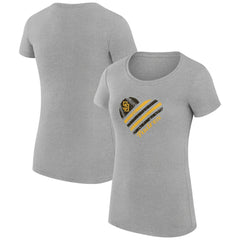 San Diego Padres G-III 4Her by Carl Banks Women's Super-Slim Fit Lightweight Heart Graphic T-Shirt Heather Gray