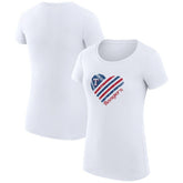 Texas Rangers G-III 4Her by Carl Banks Women's Super-Slim Fit Lightweight Heart Graphic T-Shirt White