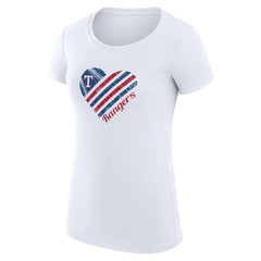 Texas Rangers G-III 4Her by Carl Banks Women's Super-Slim Fit Lightweight Heart Graphic T-Shirt White