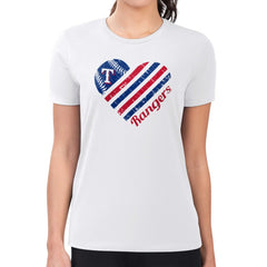 Texas Rangers G-III 4Her by Carl Banks Women's Super-Slim Fit Lightweight Heart Graphic T-Shirt White