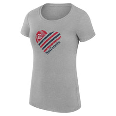 Washington Nationals G-III 4Her by Carl Banks Women's Super-Slim Fit Lightweight Heart Graphic T-Shirt Heather Gray