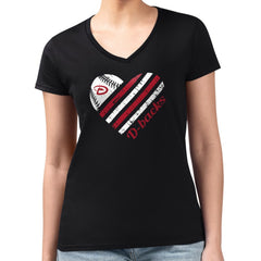 Arizona Diamondbacks G-III 4Her by Carl Banks Women's Super-Slim Fit Lightweight Heart V-Neck T-Shirt Black