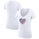 Chicago Cubs G-III 4Her by Carl Banks Women's Super-Slim Fit Lightweight Heart V-Neck T-Shirt White