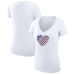 Chicago Cubs G-III 4Her by Carl Banks Women's Super-Slim Fit Lightweight Heart V-Neck T-Shirt White