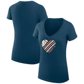 Detroit Tigers G-III 4Her by Carl Banks Women's Super-Slim Fit Lightweight Heart V-Neck T-Shirt Navy