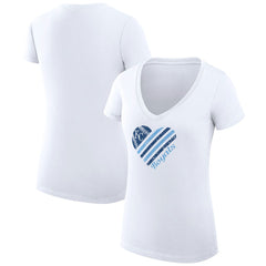 Kansas City Royals G-III 4Her by Carl Banks Women's Super-Slim Fit Lightweight Heart V-Neck T-Shirt White