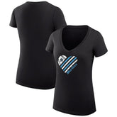 Miami Marlins G-III 4Her by Carl Banks Women's Super-Slim Fit Lightweight Heart V-Neck T-Shirt Black