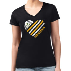 Athletics G-III 4Her by Carl Banks Women's Super-Slim Fit Lightweight Heart V-Neck T-Shirt Black