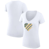 Athletics G-III 4Her by Carl Banks Women's Super-Slim Fit Lightweight Heart V-Neck T-Shirt White
