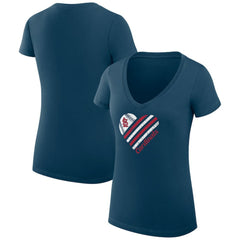 St. Louis Cardinals G-III 4Her by Carl Banks Women's Super-Slim Fit Lightweight Heart V-Neck T-Shirt Navy