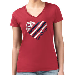St. Louis Cardinals G-III 4Her by Carl Banks Women's Super-Slim Fit Lightweight Heart V-Neck T-Shirt Red