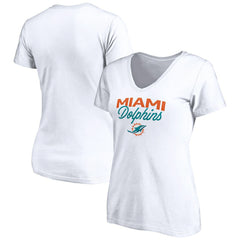 Miami Dolphins Women's Depth Chart V-Neck T-Shirt - White on sale