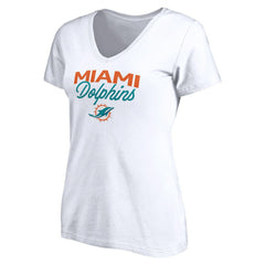 Miami Dolphins Women's Depth Chart V-Neck T-Shirt - White on sale
