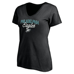 Philadelphia Eagles Women's Depth Chart V-Neck T-Shirt - Black on sale