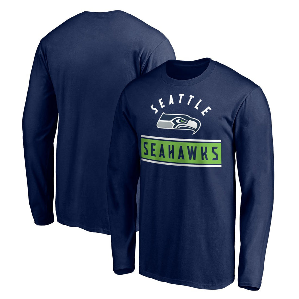 Seattle Seahawks Team Arch Knockout Long Sleeve T-Shirt - College Navy on sale