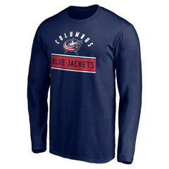 Columbus Blue Jackets Team Arch Knockout Long Sleeve T-Shirt - Navy T-shirts