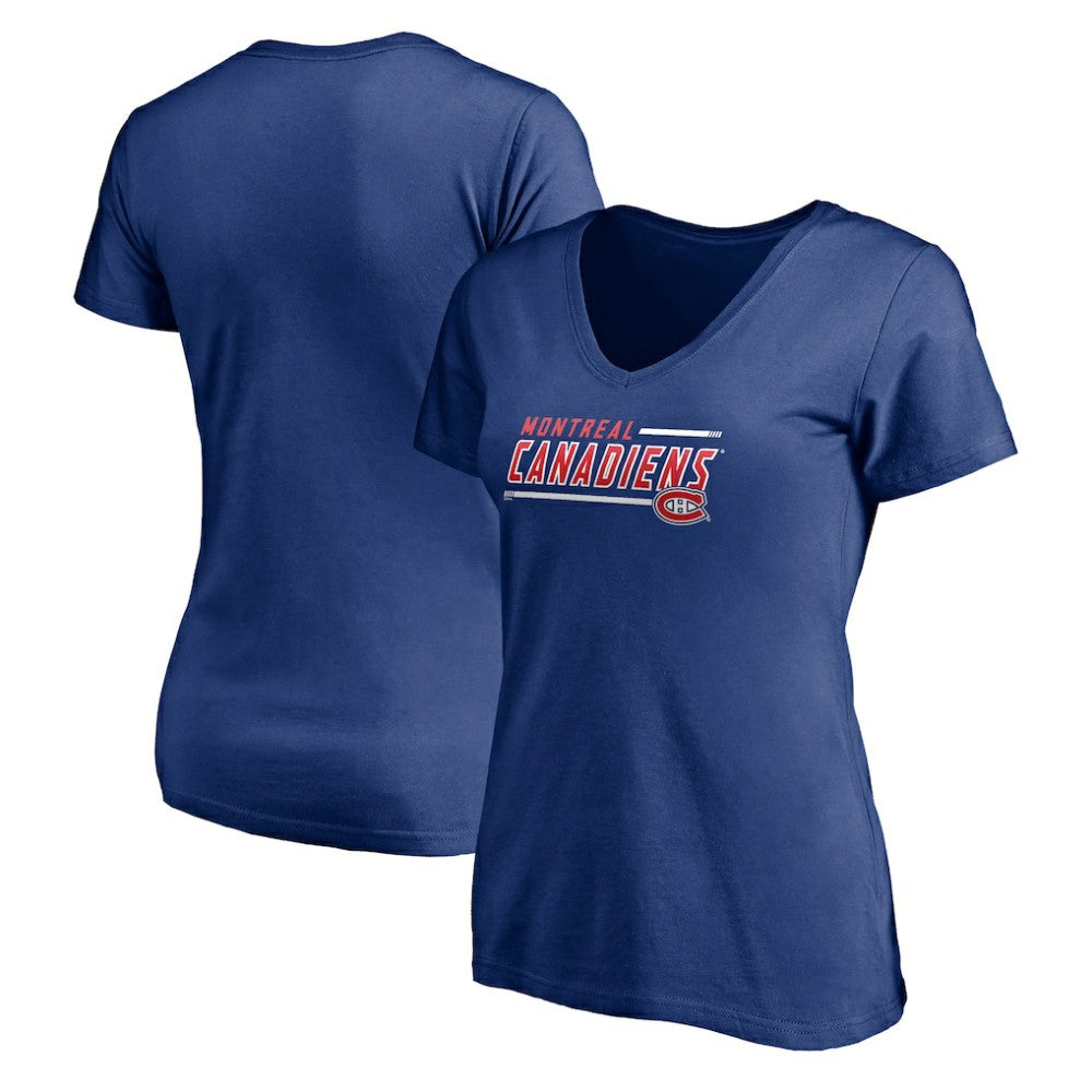 Montreal Canadiens Women's Mascot In Bounds V-Neck T-Shirt - Blue T-shirts