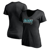 San Jose Sharks Women's Mascot In Bounds V-Neck T-Shirt - Black T-shirts