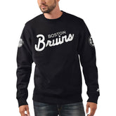 Boston Bruins Starter x NHL Black Ice Cross Check Pullover Sweatshirt - Black Sweatshirts