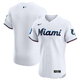Miami Marlins Home Elite Patch Jersey White
