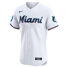 Miami Marlins Home Elite Patch Jersey White