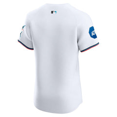 Miami Marlins Home Elite Patch Jersey White