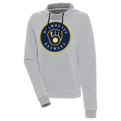 Milwaukee Brewers Antigua Women's Axe Bunker Tri-Blend Pullover Hoodie Gray/White