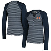 Chicago Bears Antigua Women's Maverick Waffle Henley Long Sleeve T-Shirt - Navy outlet